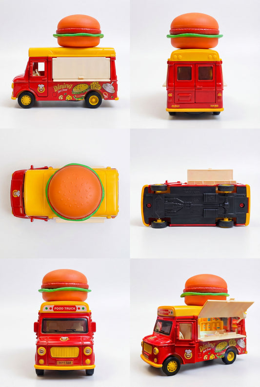 Alloy Hamburger Food Truck - Interactive Pretend Play Vehicle for Kids
