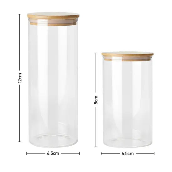 10-Pack Glass Storage Jars with Bamboo Lids, Airtight Glass Canisters for Spices, Tea, Coffee Beans & Dry Food, Kitchen Pantry Organiser