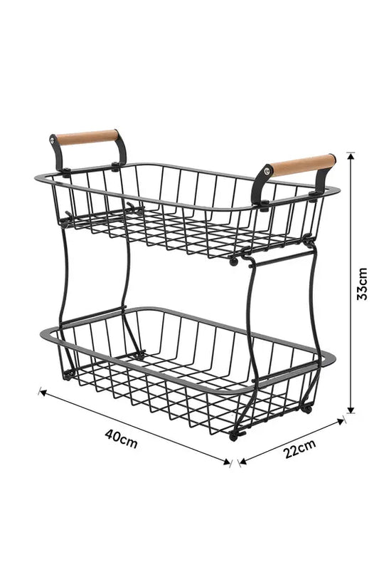 2 Tier Wire Detachable Fruit Vegetable Basket Widely Used Storage Rack Organizer Bathroom Kitchen