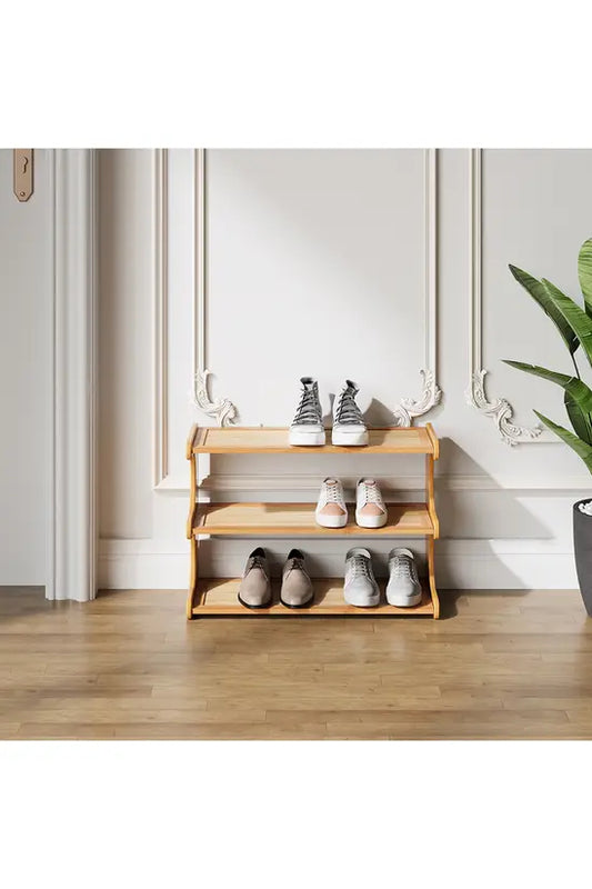 3/4/5 Tier Bamboo Shoe Rack, Compact Freestanding Shoe Storage Organiser, Slim Shoe Shelf for Hallway, Entryway & Small Spaces