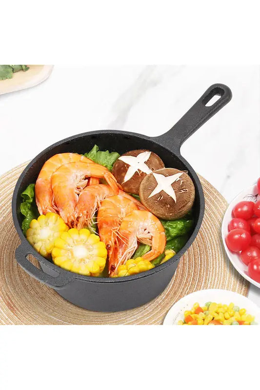 Cast Iron Round Dutch Oven Stew Pot Sauce Pan Cookware with 2 Handles for Kitchen Camping