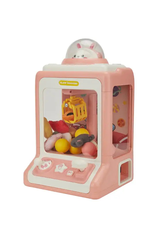 Mini Claw Machine Toy for Kids, Pink Arcade-Style Candy Grabber with Lights & Sounds, Battery/USB Powered, 31cm Tall