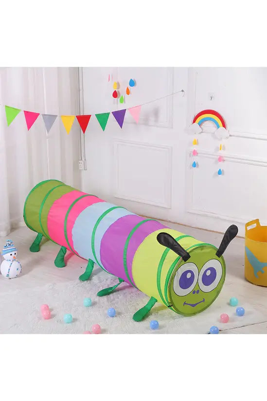 Kids Caterpillar Crawl Tunnel, Pop-Up Colorful Play Tunnel for Toddlers, 180cm Long with Carry Bag