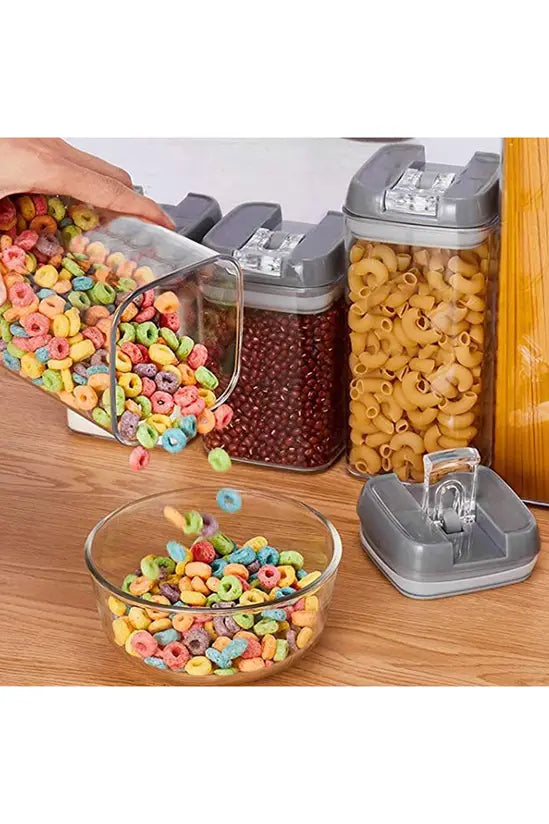 7Pcs Airtight Food Dry Grain Cereal Storage Containers 6.9L with Clasp Lids （0.5*2+0.8*2+1.2*2+1.9L）