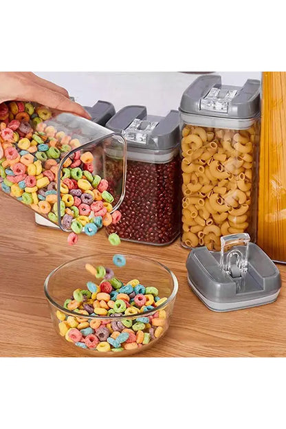 7Pcs Airtight Food Dry Grain Cereal Storage Containers 6.9L with Clasp Lids （0.5*2+0.8*2+1.2*2+1.9L）