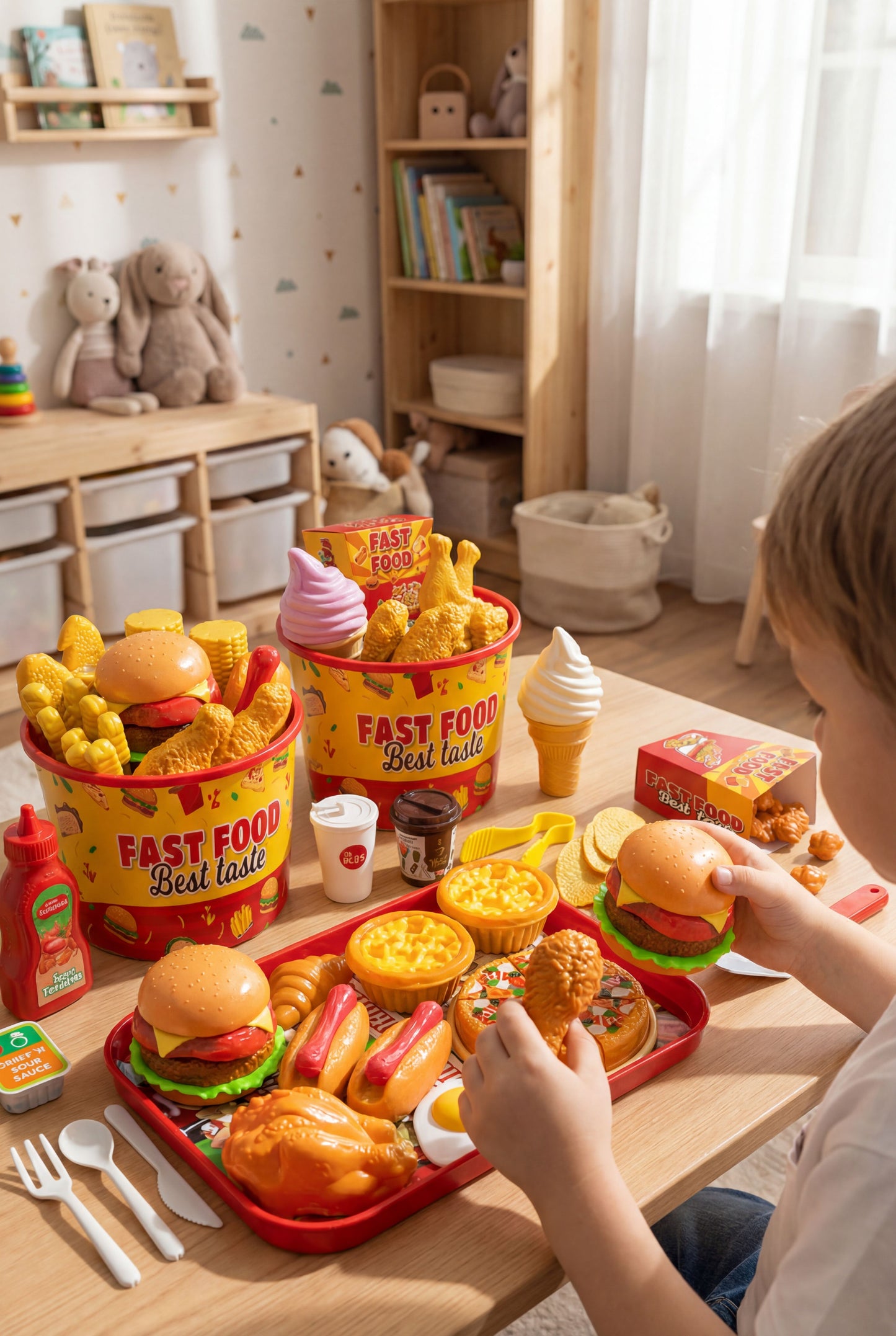 Realistic Fast Food Play Set - Perfect for Pretend Kitchen Games &amp; Birthday Gifts