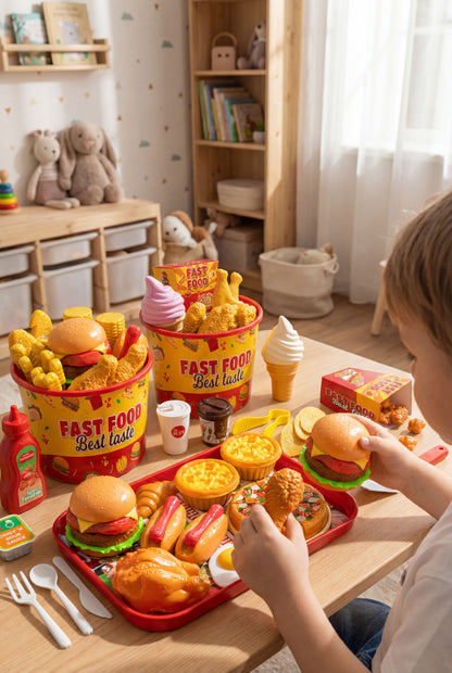 Realistic Fast Food Play Set - Perfect for Pretend Kitchen Games &amp; Birthday Gifts