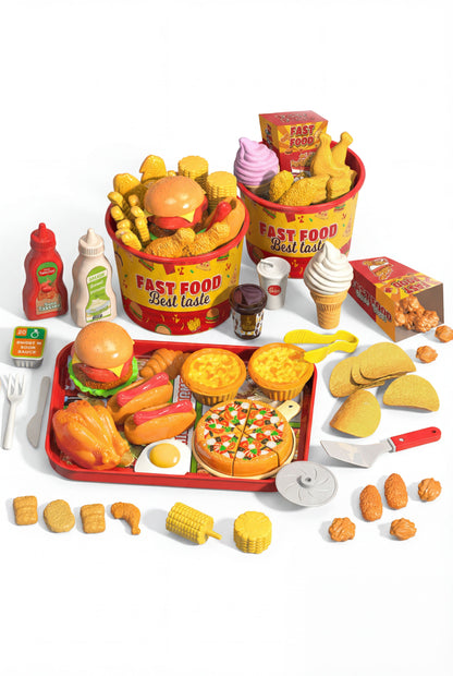 Realistic Fast Food Play Set - Perfect for Pretend Kitchen Games &amp; Birthday Gifts