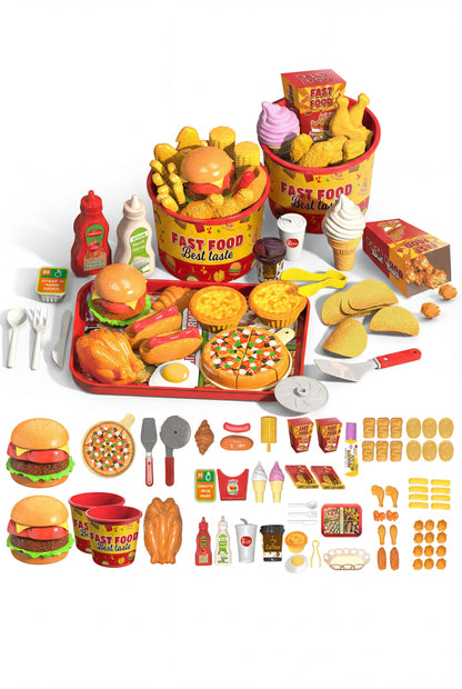 Realistic Fast Food Play Set - Perfect for Pretend Kitchen Games &amp; Birthday Gifts