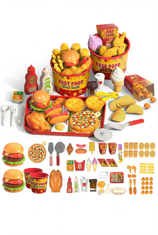 Realistic Fast Food Play Set - Perfect for Pretend Kitchen Games &amp; Birthday Gifts