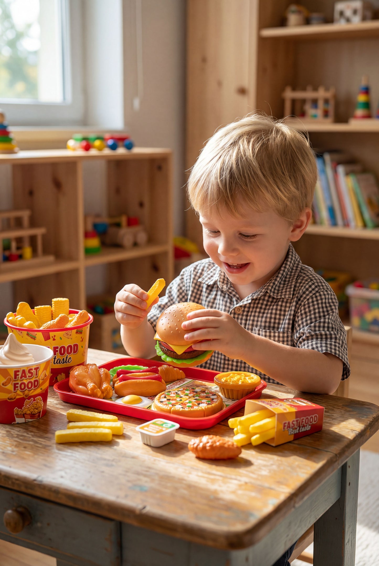 Realistic Fast Food Play Set - Perfect for Pretend Kitchen Games &amp; Birthday Gifts