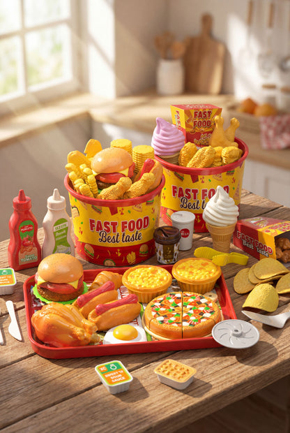 Realistic Fast Food Play Set - Perfect for Pretend Kitchen Games &amp; Birthday Gifts