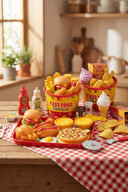 Realistic Fast Food Play Set - Perfect for Pretend Kitchen Games &amp; Birthday Gifts