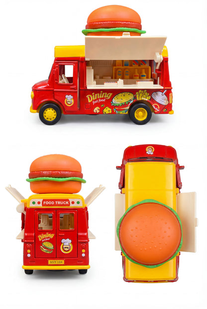 Alloy Hamburger Food Truck - Interactive Pretend Play Vehicle for Kids