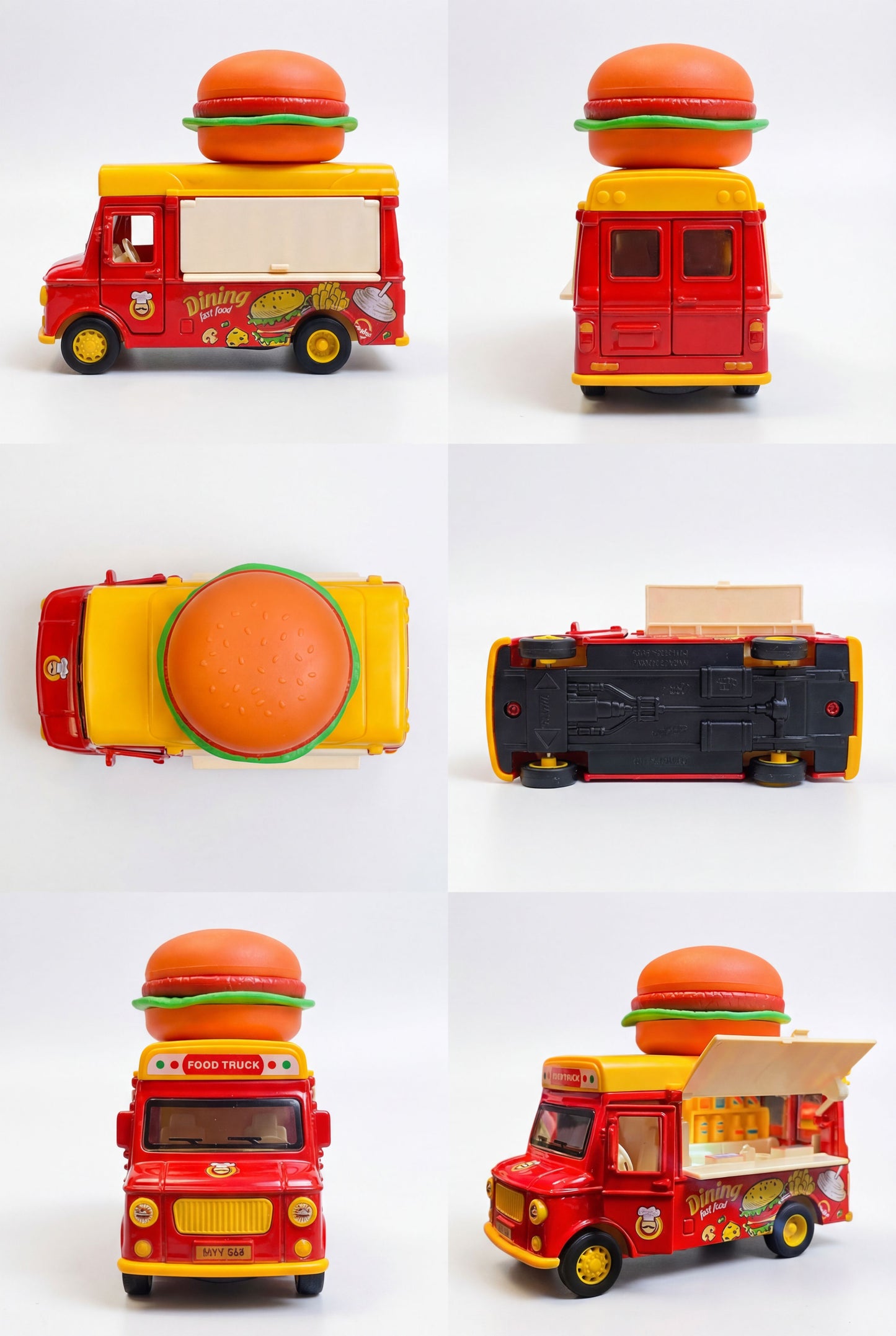 Alloy Hamburger Food Truck - Interactive Pretend Play Vehicle for Kids