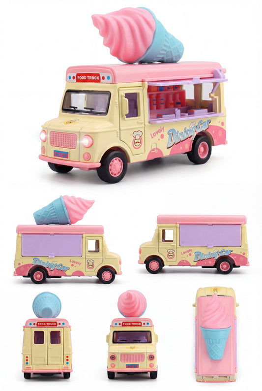 Pastel Ice Cream Food Truck - Interactive Pretend Play Vehicle with Lights & Sounds