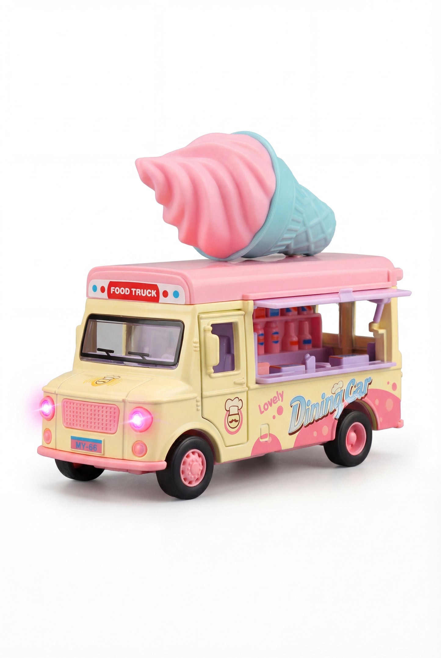 Pastel Ice Cream Food Truck - Interactive Pretend Play Vehicle with Lights & Sounds