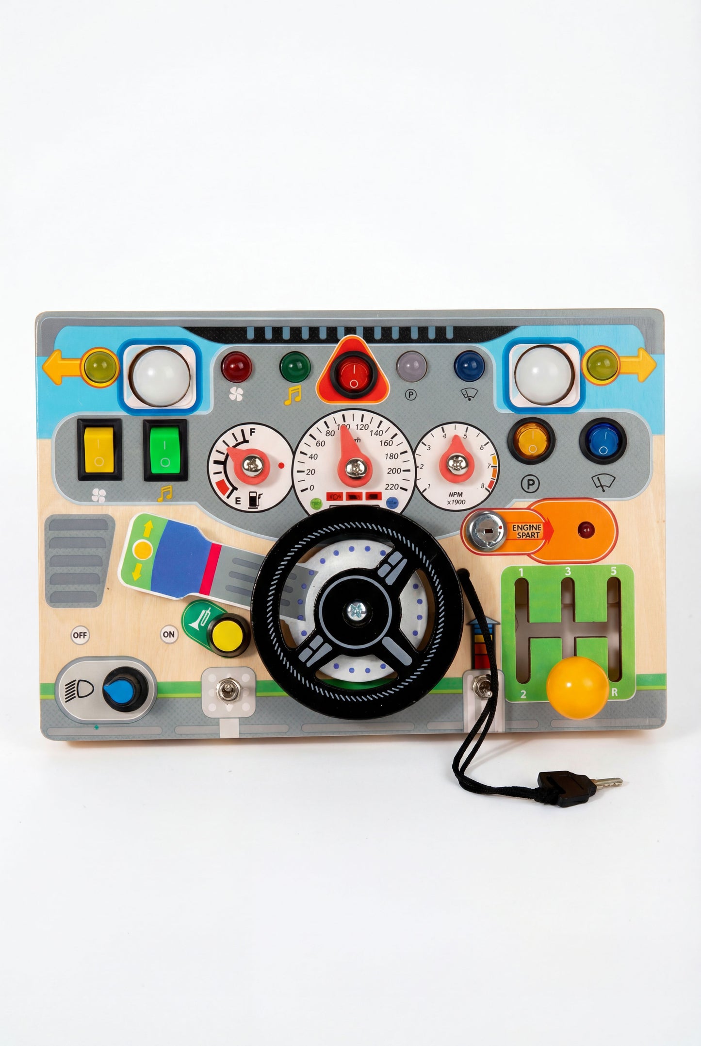 Toddler Electronic Driving Console with LED Lights, Interactive Sensory Busy Board for Early Learning