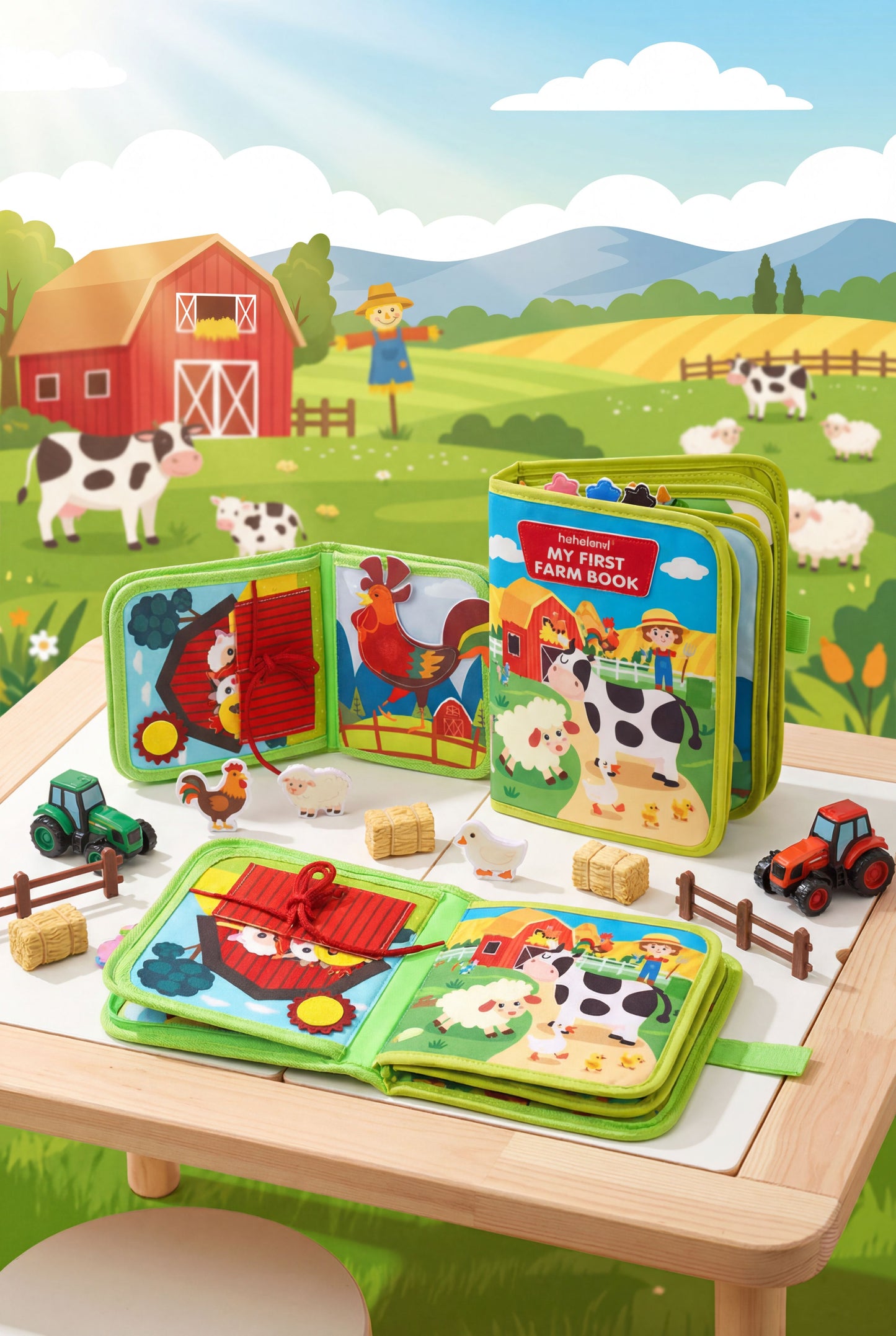 Farm Themed Cloth Busy Book - Interactive Montessori Toy for Early Learning
