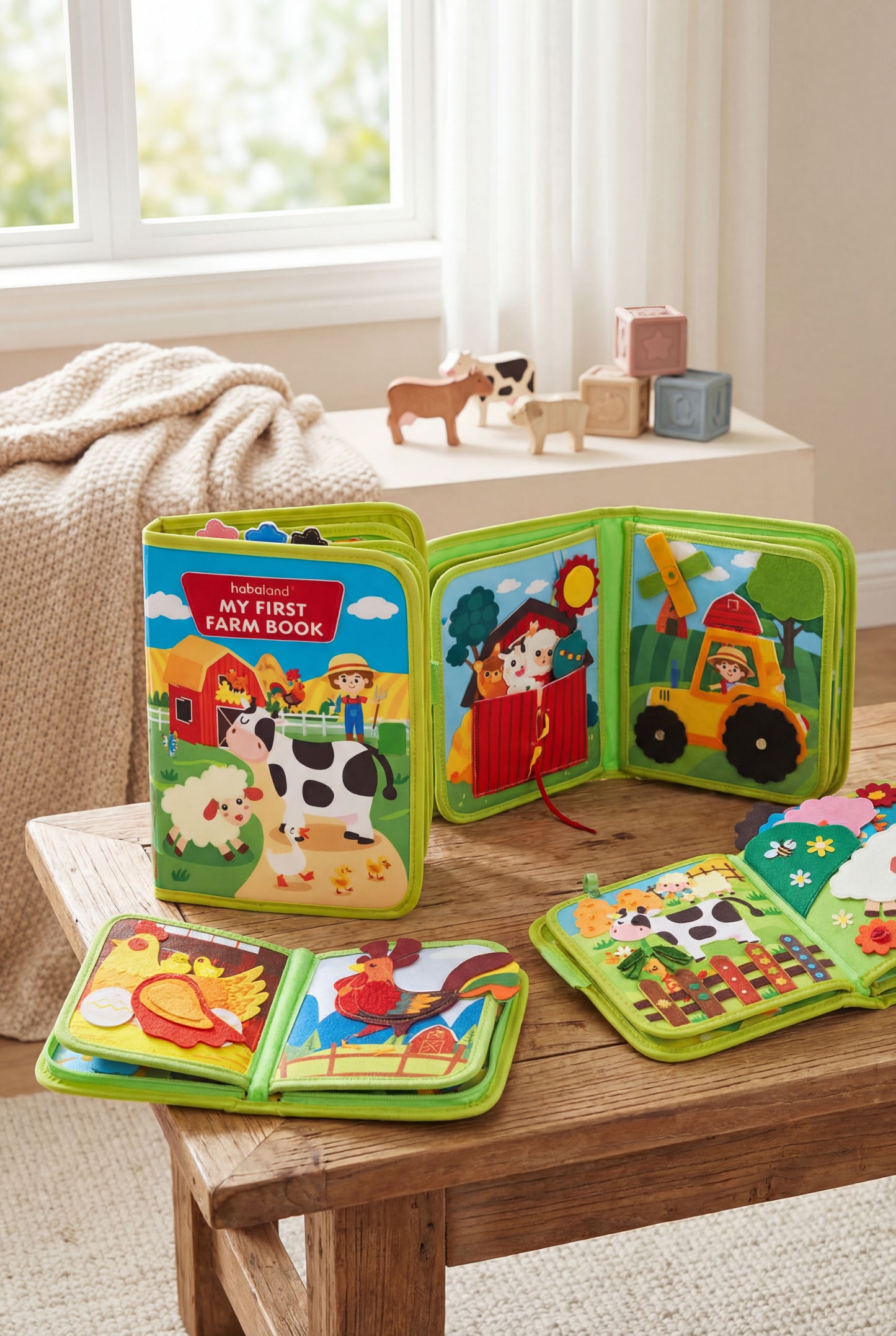 Farm Themed Cloth Busy Book - Interactive Montessori Toy for Early Learning