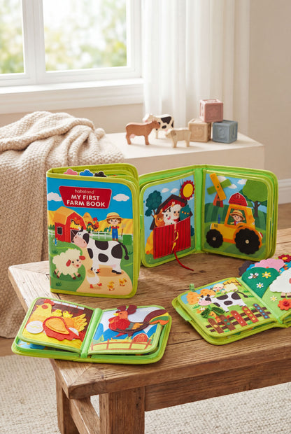 Farm Themed Cloth Busy Book - Interactive Montessori Toy for Early Learning