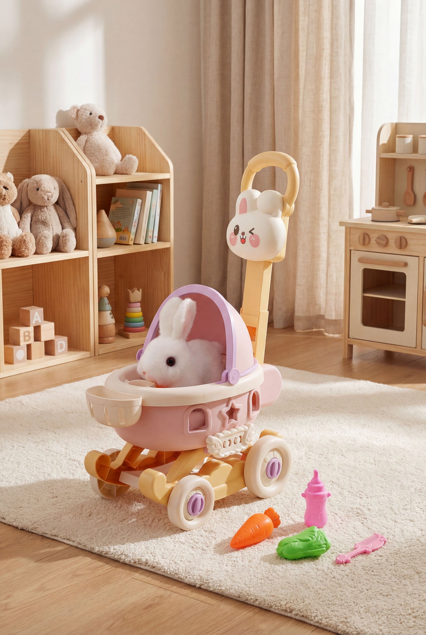 Bunny Pet Stroller Set - Pretend Play Toy for Little Girls
