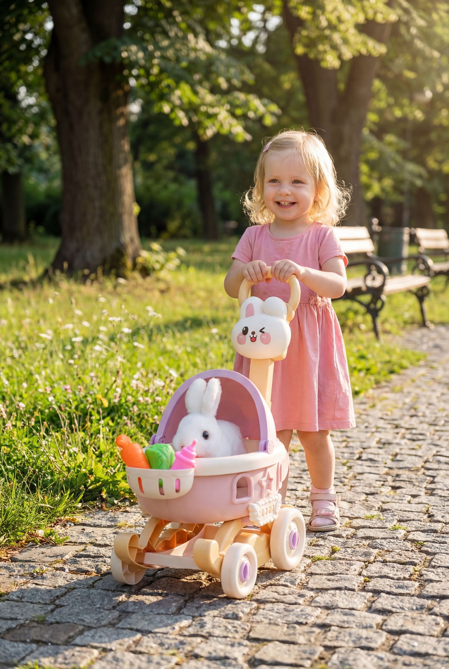 Bunny Pet Stroller Set - Pretend Play Toy for Little Girls