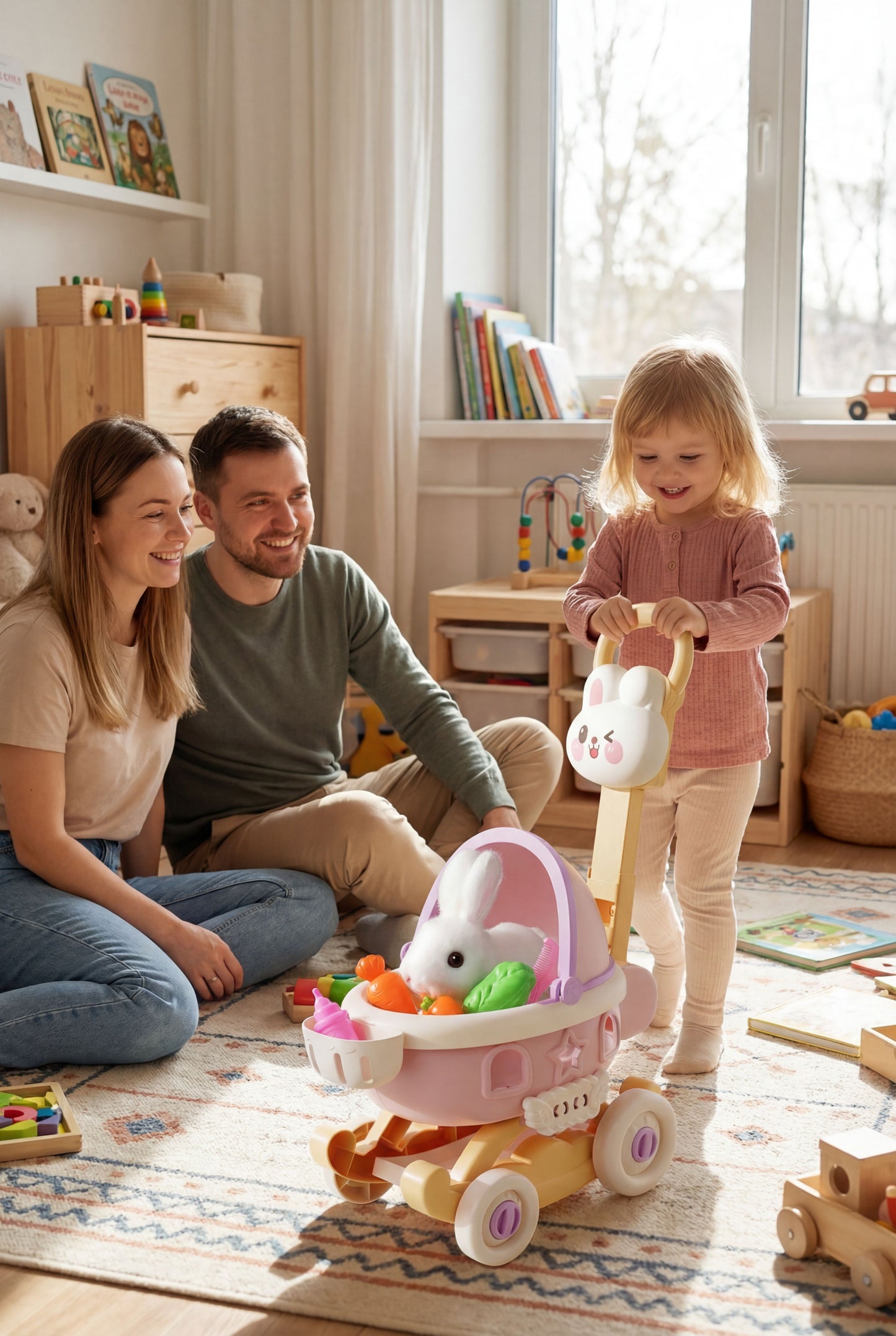 Bunny Pet Stroller Set - Pretend Play Toy for Little Girls