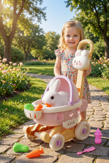 Bunny Pet Stroller Set - Pretend Play Toy for Little Girls