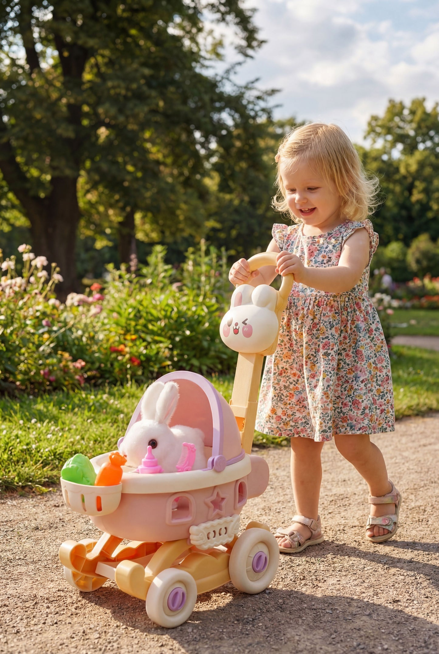 Bunny Pet Stroller Set - Pretend Play Toy for Little Girls