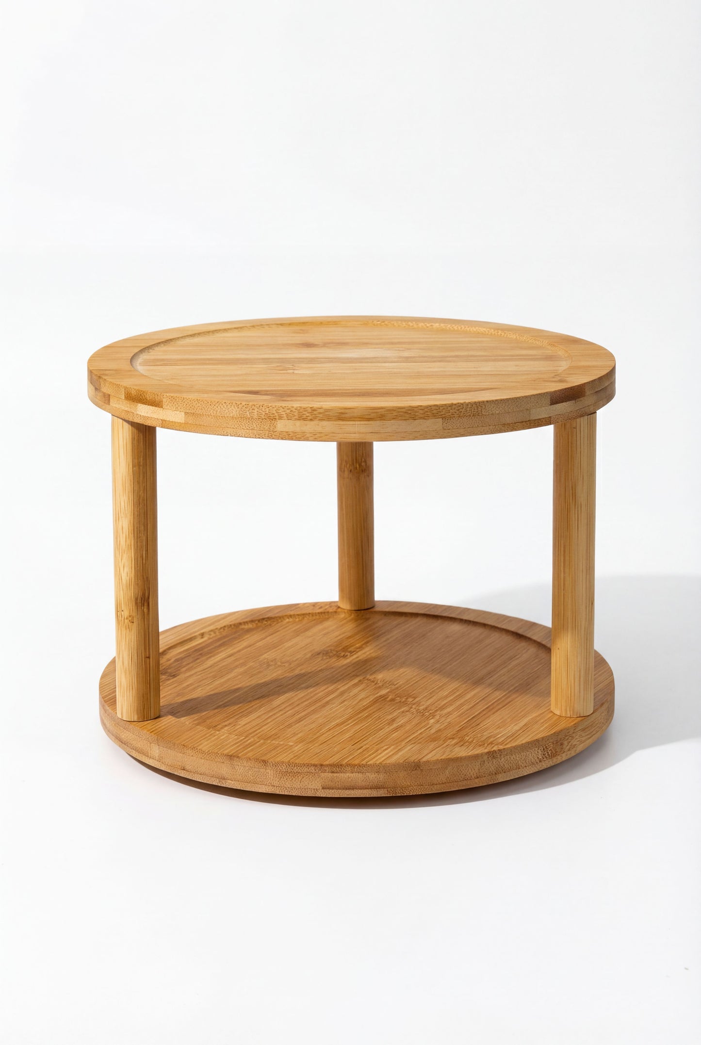 Bamboo 2-Tier Rotating Spice Rack - Kitchen Countertop Organizer
