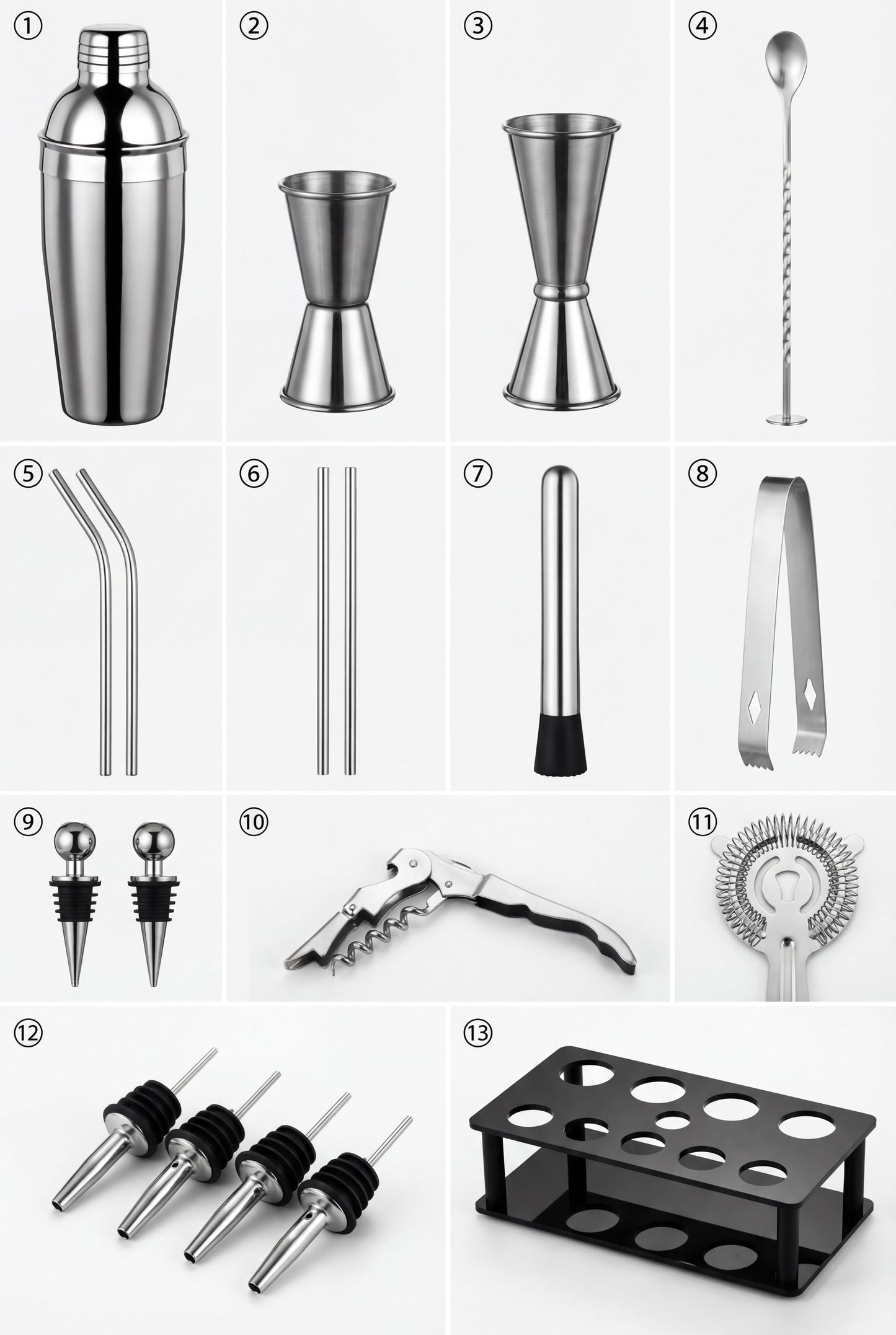 Beginner's 19-Piece Cocktail Kit - 750ml Dual-Material Shaker & Stand