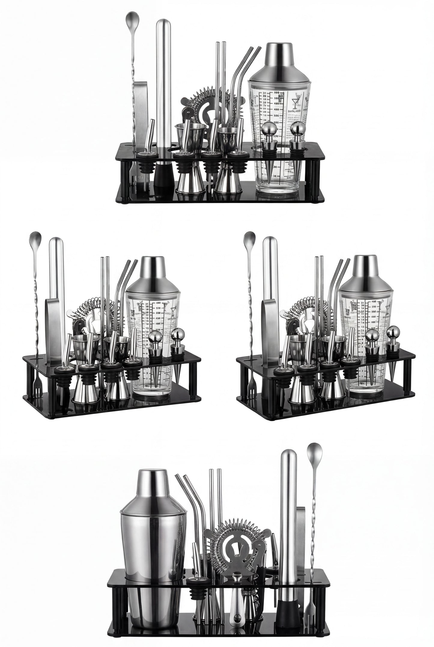 Beginner's 19-Piece Cocktail Kit - 750ml Dual-Material Shaker & Stand