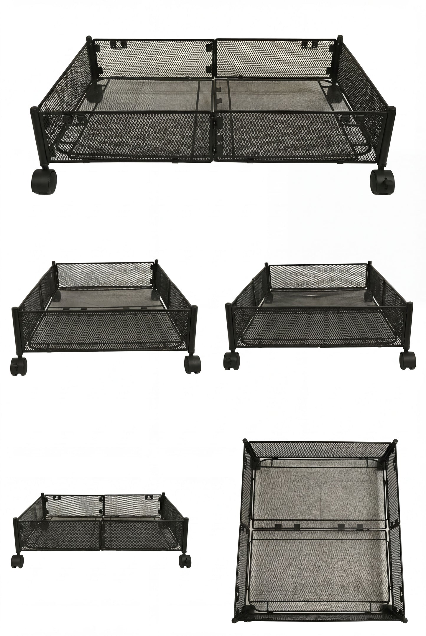 Extendable Under Bed Storage - Rolling Metal Mesh Bin