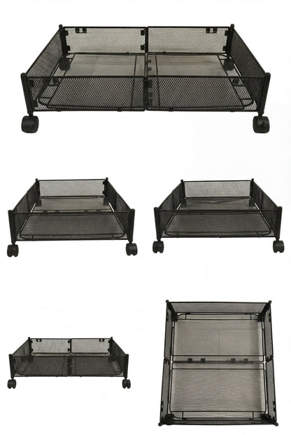 Extendable Under Bed Storage - Rolling Metal Mesh Bin