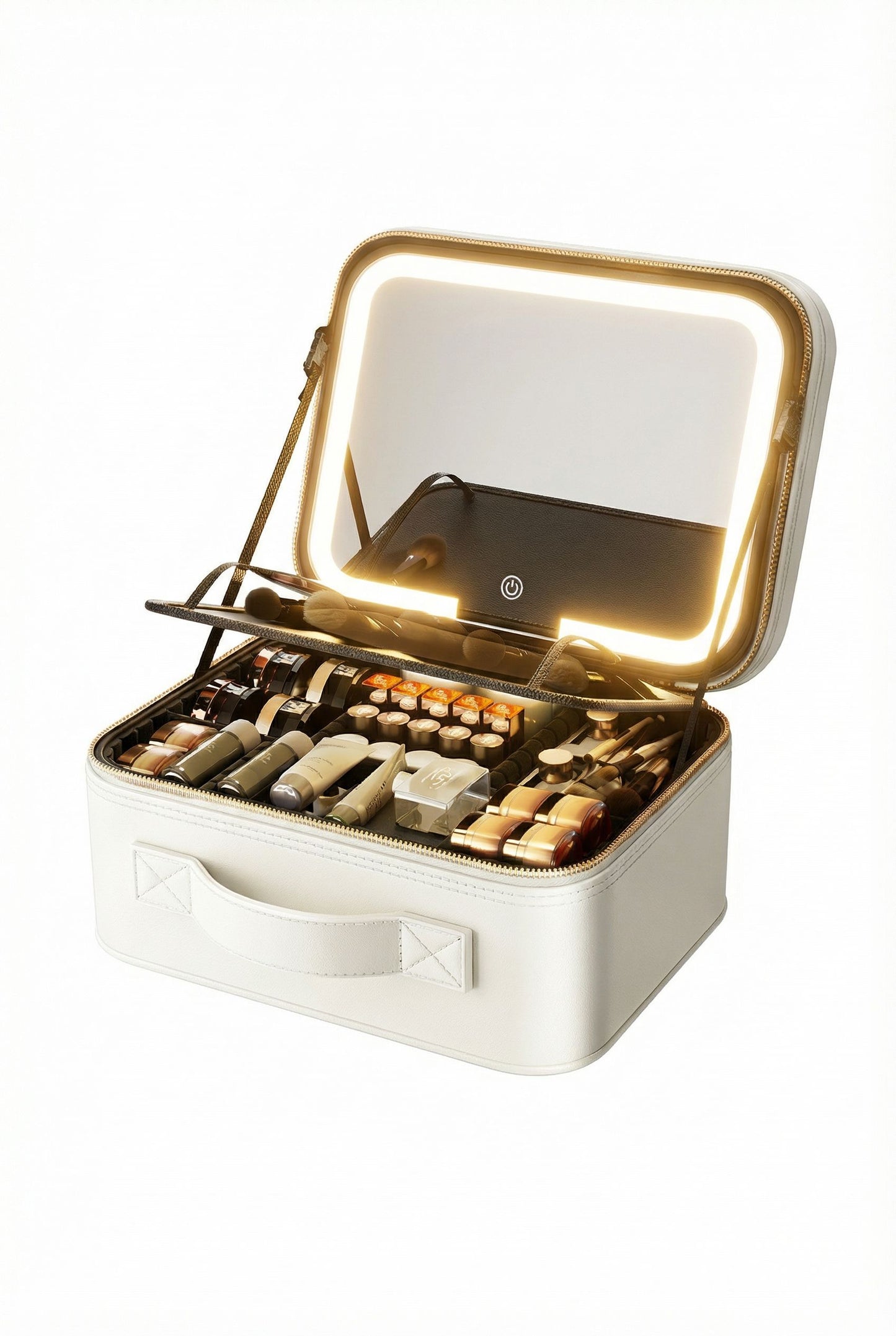 LED-Lit Makeup Case with Mirror - Portable Organizer for Travel