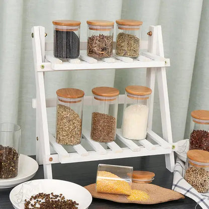 10-Pack Glass Storage Jars with Bamboo Lids, Airtight Glass Canisters for Spices, Tea, Coffee Beans & Dry Food, Kitchen Pantry Organiser