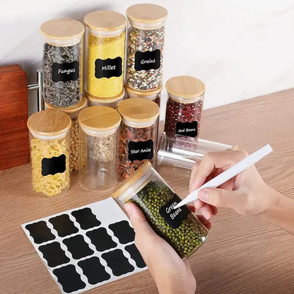 10-Pack Glass Storage Jars with Bamboo Lids, Airtight Glass Canisters for Spices, Tea, Coffee Beans & Dry Food, Kitchen Pantry Organiser