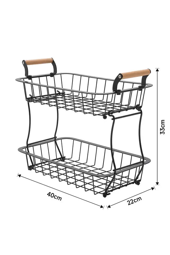 2 Tier Wire Detachable Fruit Vegetable Basket Widely Used Storage Rack Organizer Bathroom Kitchen