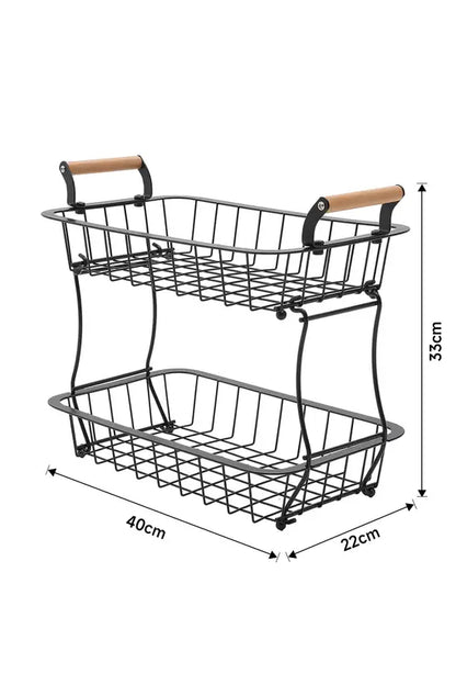 2 Tier Wire Detachable Fruit Vegetable Basket Widely Used Storage Rack Organizer Bathroom Kitchen
