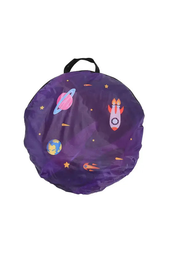 3-in-1 Space Rocket Kids Play Tent Set with Tunnel & Ball Pit, Pop-Up Indoor/Outdoor Playhouse with Carry Bag
