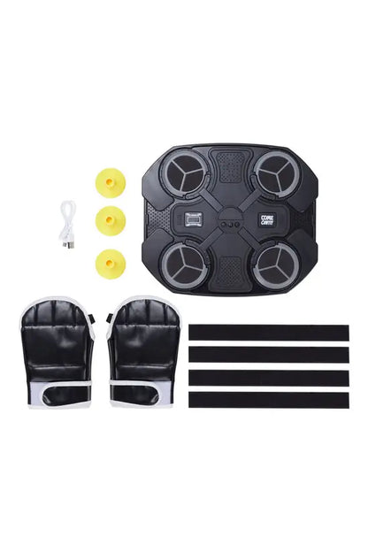 Music Boxing Machine for Kids, LED Light & Bluetooth Wall Mounted Punching Game with Gloves