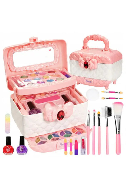 Kids Washable Makeup Kit for Girls, 40-Piece Princess Cosmetic Toy Set with Case, Safe Non-Toxic Beauty Playset, Birthday Gift for Little Girls