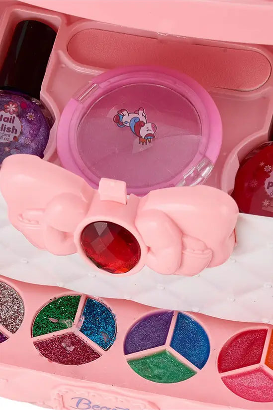 Kids Washable Makeup Kit for Girls, 40-Piece Princess Cosmetic Toy Set with Case, Safe Non-Toxic Beauty Playset, Birthday Gift for Little Girls