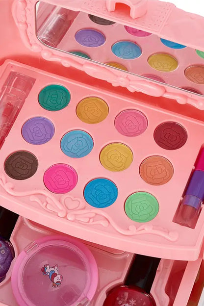 Kids Washable Makeup Kit for Girls, 40-Piece Princess Cosmetic Toy Set with Case, Safe Non-Toxic Beauty Playset, Birthday Gift for Little Girls