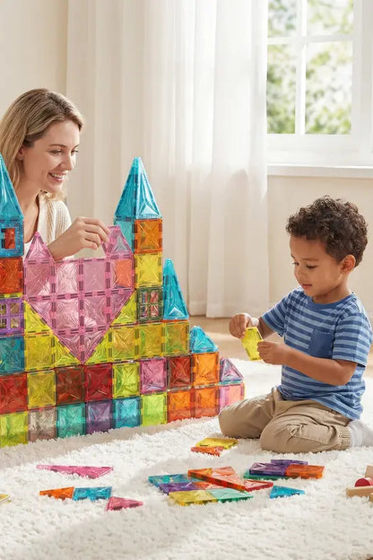 42PCS Magnetic Tiles Building Blocks Set, STEM Educational 3D Magnet Construction Toy for Kids, Creativity & Brain Development Gift for Boys & Girls