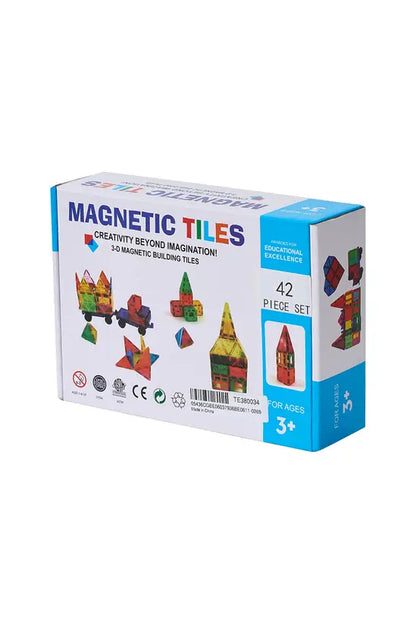 42PCS Magnetic Tiles Building Blocks Set, STEM Educational 3D Magnet Construction Toy for Kids, Creativity & Brain Development Gift for Boys & Girls