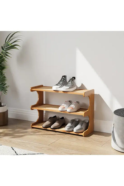 3/4/5 Tier Bamboo Shoe Rack, Compact Freestanding Shoe Storage Organiser, Slim Shoe Shelf for Hallway, Entryway & Small Spaces