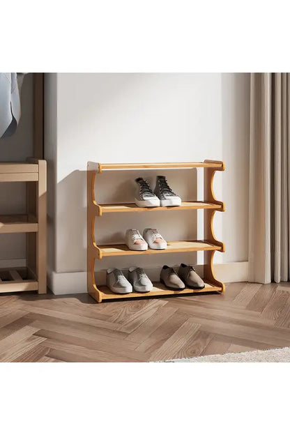 3/4/5 Tier Bamboo Shoe Rack, Compact Freestanding Shoe Storage Organiser, Slim Shoe Shelf for Hallway, Entryway & Small Spaces
