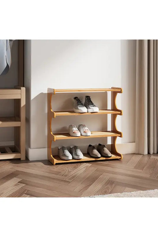 3/4/5 Tier Bamboo Shoe Rack, Compact Freestanding Shoe Storage Organiser, Slim Shoe Shelf for Hallway, Entryway & Small Spaces